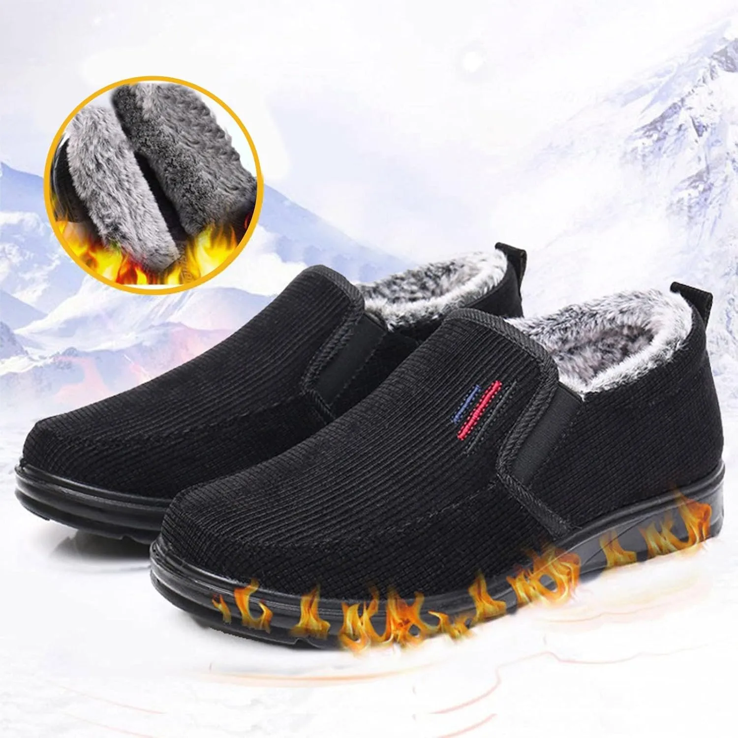 Men Snow Boots in and Winter Fashionable Simple Solid Color Comfortable Flat Bottom Warm and Men Insulated Hiking Boots