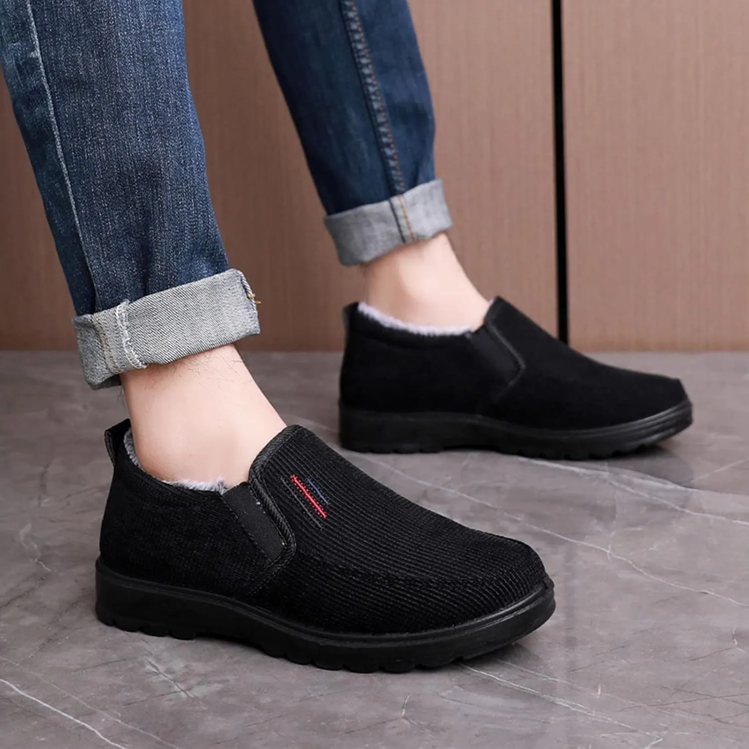 Men Snow Boots in and Winter Fashionable Simple Solid Color Comfortable Flat Bottom Warm and Men Insulated Hiking Boots