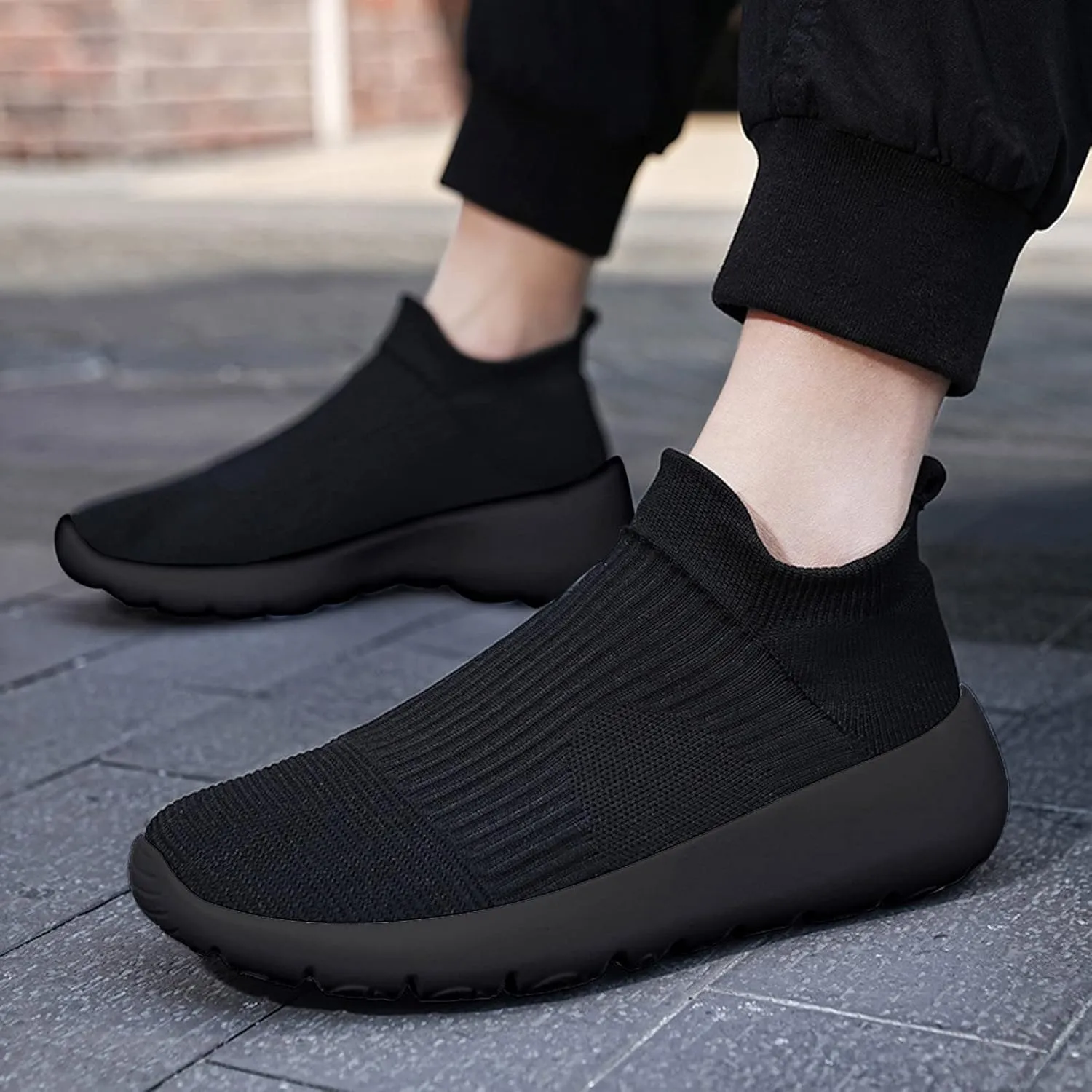 Men's Arch Support Insole Shoes Comfortable Breathable Stretch Canvas Slip on Sneaker Barefoot Minimalist Shoes