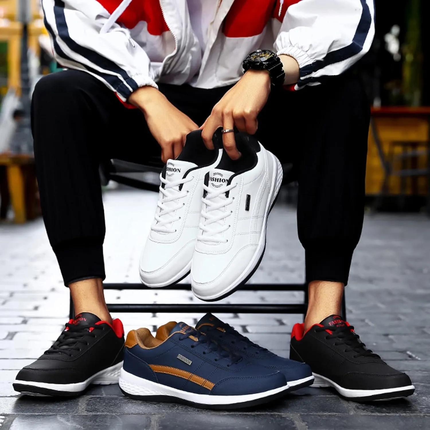 Men's Arch Support Insole Shoes Lightweight Breathable Walking Shoe Gym Tennis Outdoor Non Slip Jogging Sneakers