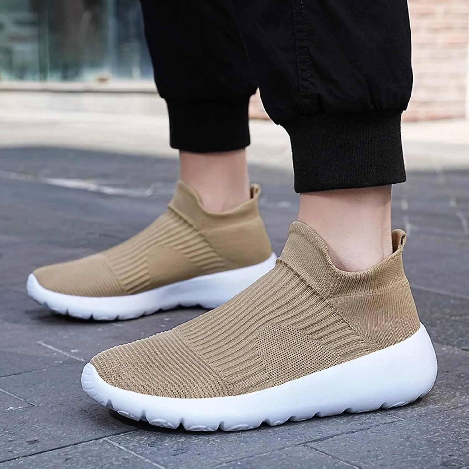 Men's Breathable Barefoot Shoes Comfortable Breathable Stretch Canvas Slip On Sneaker Barefoot Minimalist Shoes