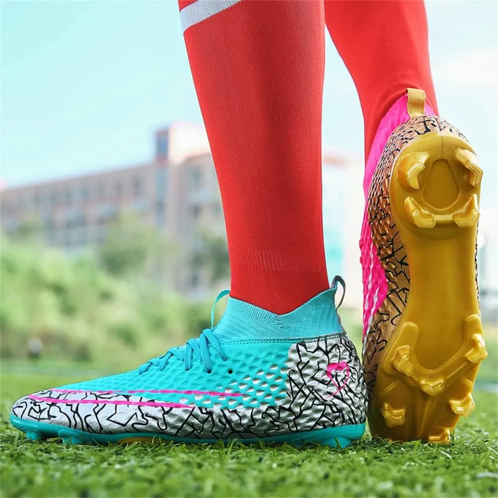 Men's Cleats Firm Ground Soccer Shoes Athletic Lightweight Running Outdoor Turf Comfortable Training Football Shoes