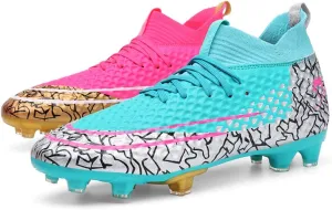 Men's Cleats Firm Ground Soccer Shoes Athletic Lightweight Running Outdoor Turf Comfortable Training Football Shoes