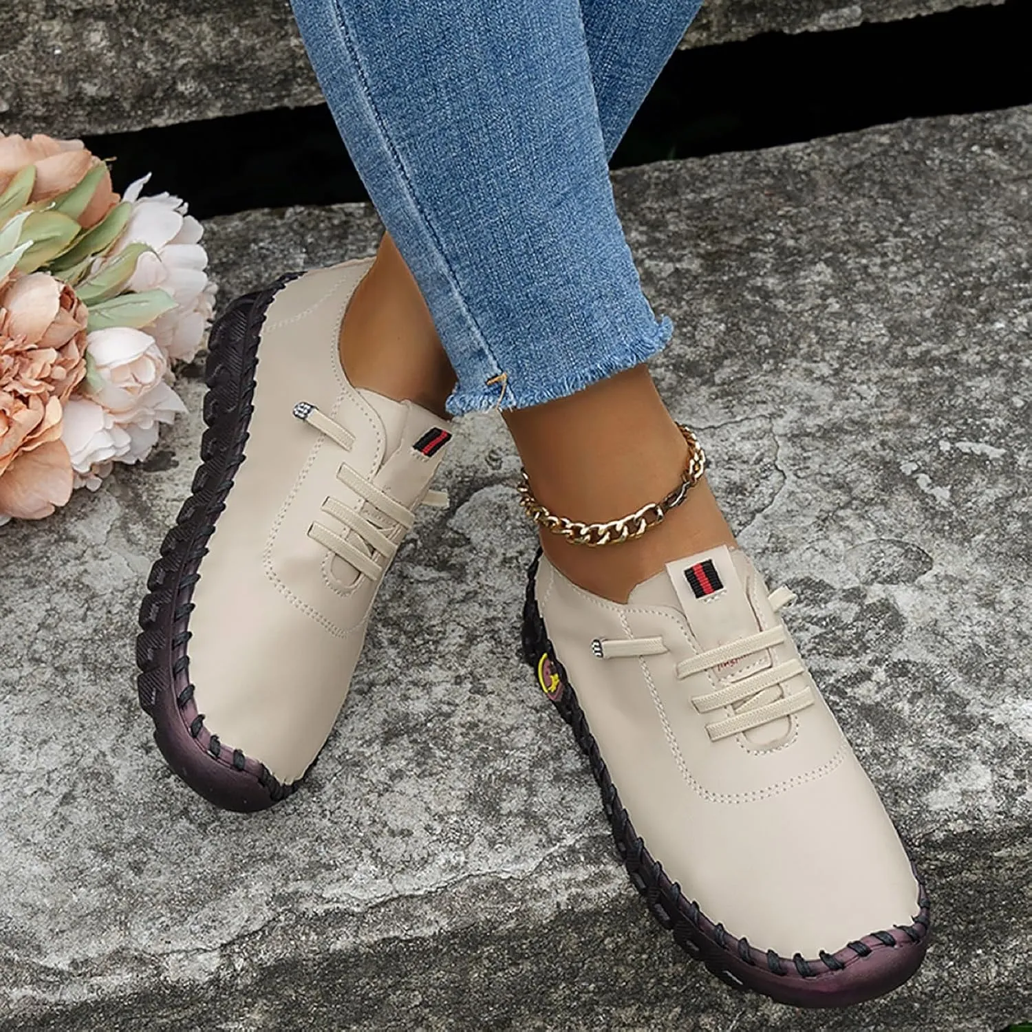 Mens Dress Shoes Slip On Sneakers Women Arch Support Womens Loafers with Arch Support Round Toe Flat Heel Christmas Sneakers for Women Round Toe Flats Comfortable