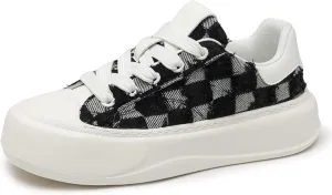 Men's Fashion Low Top Canvas Platform Lace-Up Sneakers Comfortable Non Slip Workout Sport Skate Shoes for Tennis Walking Driving