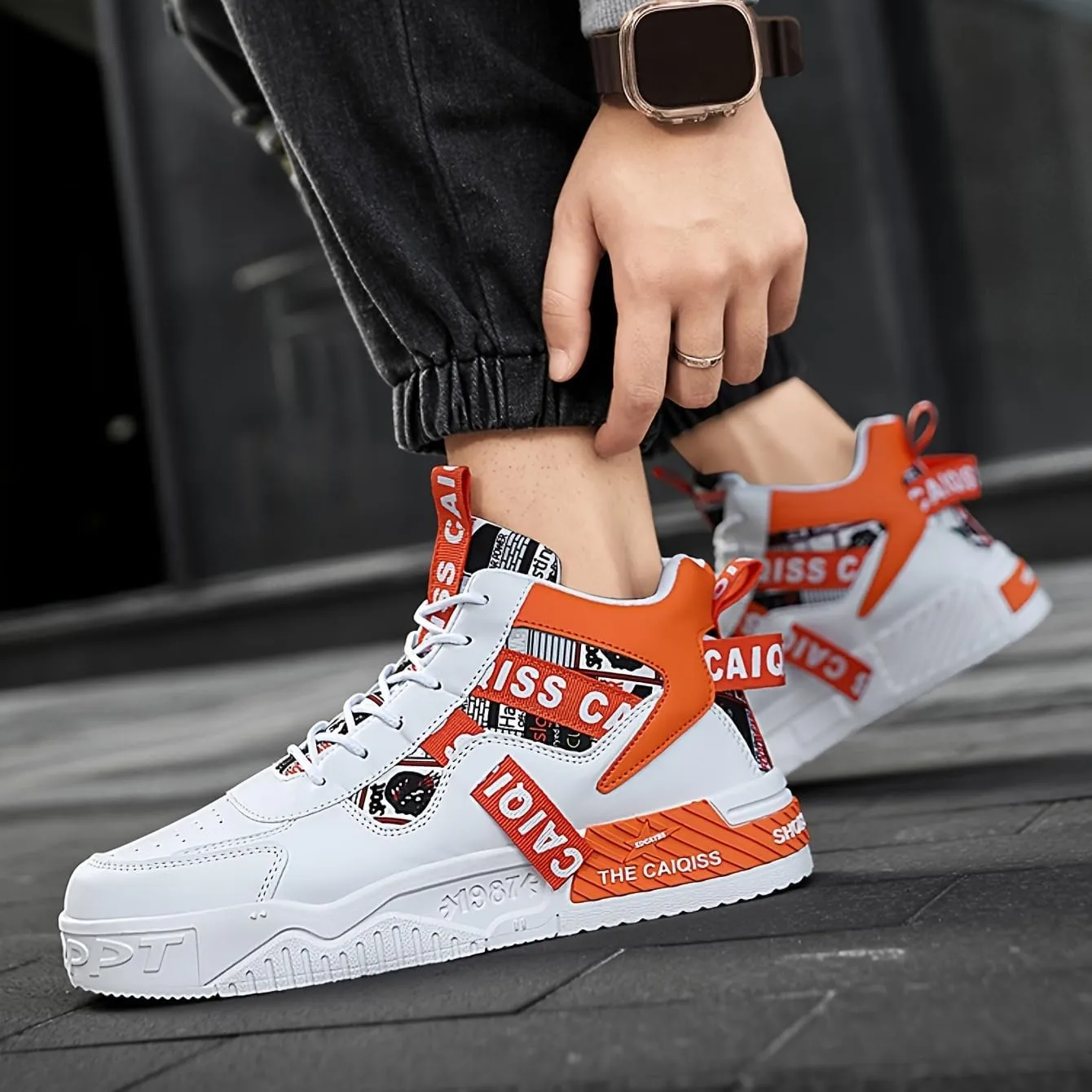 Mens High Top Sneakers Skate Casual Walking Shoes Street Fashion Sneakers Lightweight Shoes for All Seasons