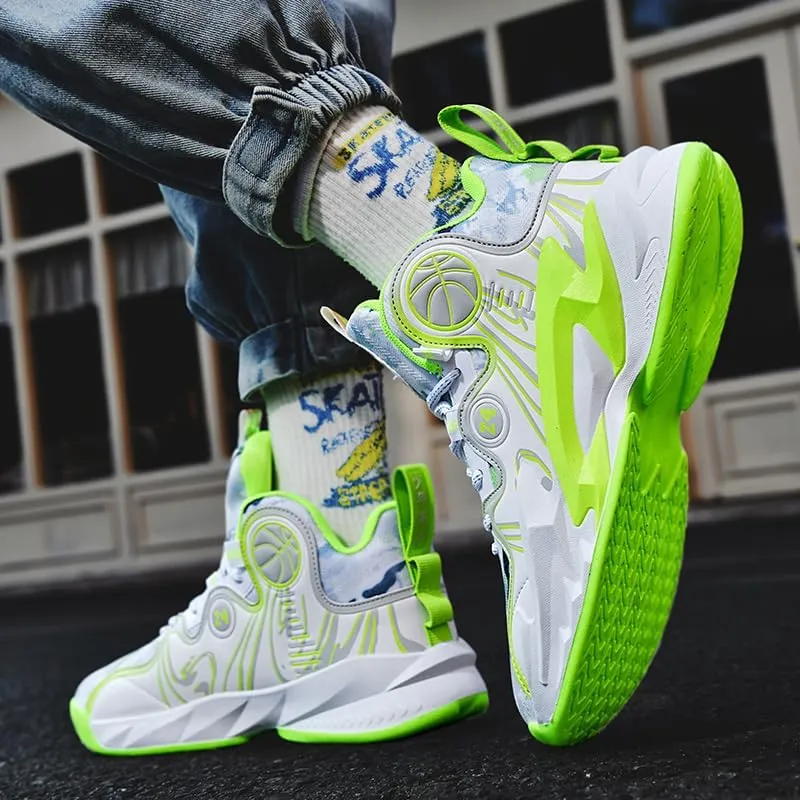 Men's Lace Up High Top Basketball Shoes Lightweight Anti Slip Breathable Sneakers Outdoor Fashion Sports Shoes