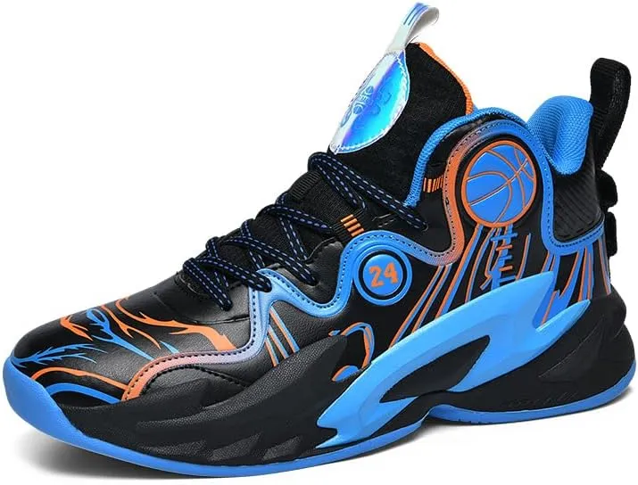 Men's Lace Up High Top Basketball Shoes Lightweight Anti Slip Breathable Sneakers Outdoor Fashion Sports Shoes