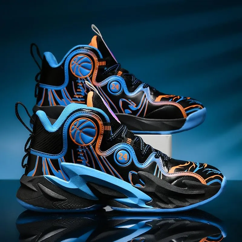 Men's Lace Up High Top Basketball Shoes Lightweight Anti Slip Breathable Sneakers Outdoor Fashion Sports Shoes
