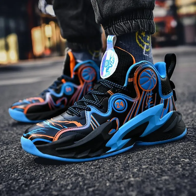 Men's Lace Up High Top Basketball Shoes Lightweight Anti Slip Breathable Sneakers Outdoor Fashion Sports Shoes