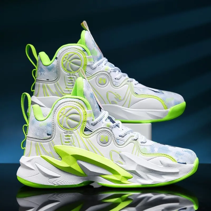 Men's Lace Up High Top Basketball Shoes Lightweight Anti Slip Breathable Sneakers Outdoor Fashion Sports Shoes