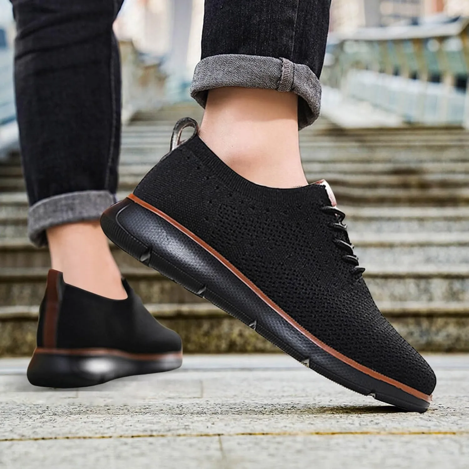 Men's Lace Up Memory Foam Sneakers Lightweight Sport Gym Jogging Walking Sneaker Lightweight Minimalist Shoes