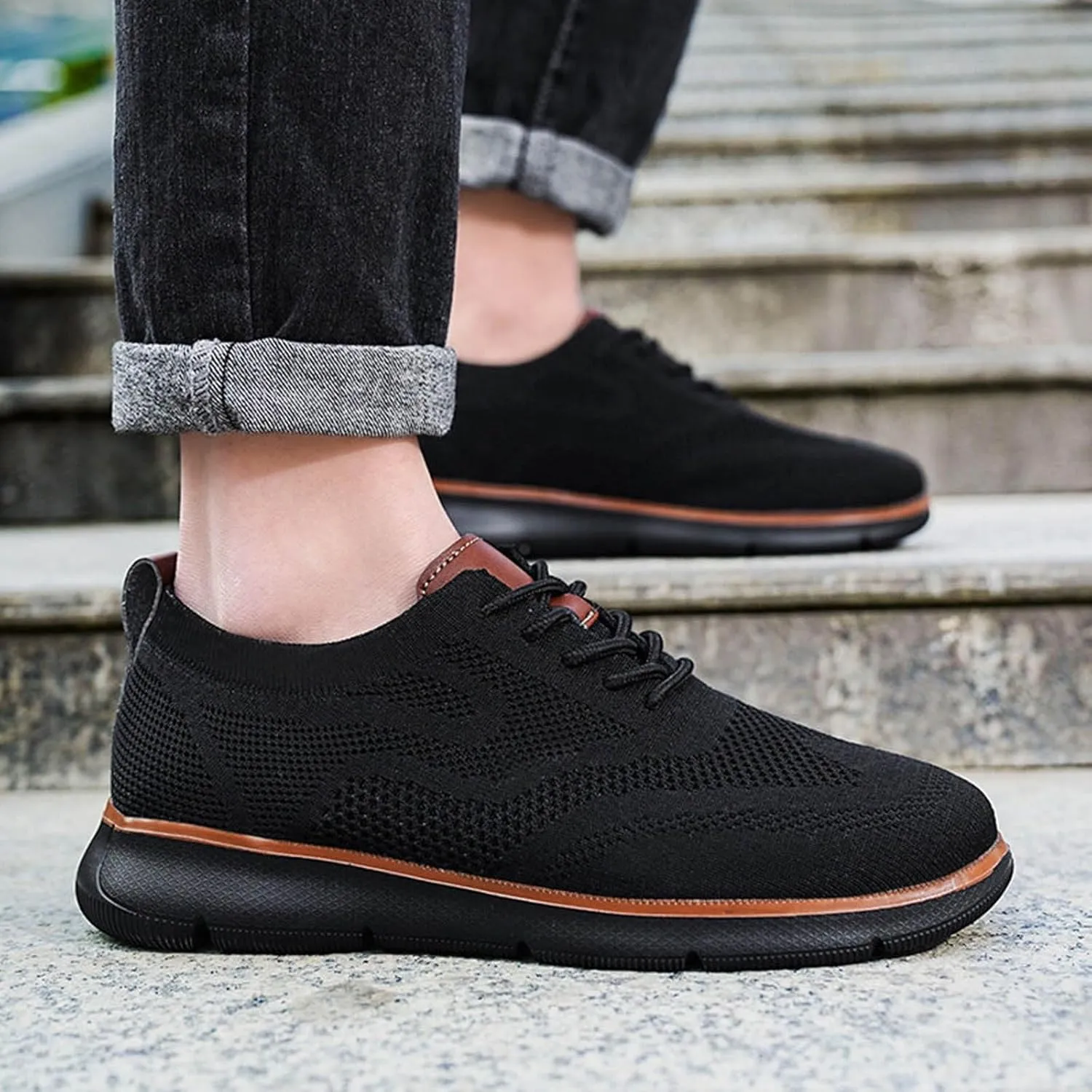 Men's Lightweight Non Slip Barefoot Shoes Business Mesh Breathable Walking Shoe Lightweight Work Shoes for Men