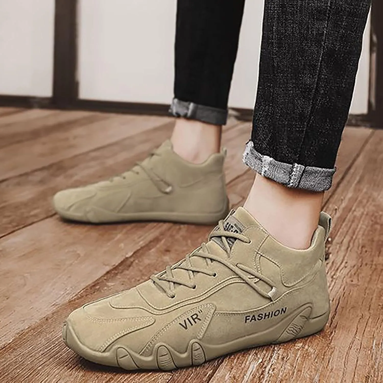 Men's Lightweight Non Slip Barefoot Shoes Lace Up Comfortable Light-Weight Shoe Men's Comfortable Canvas Shoes