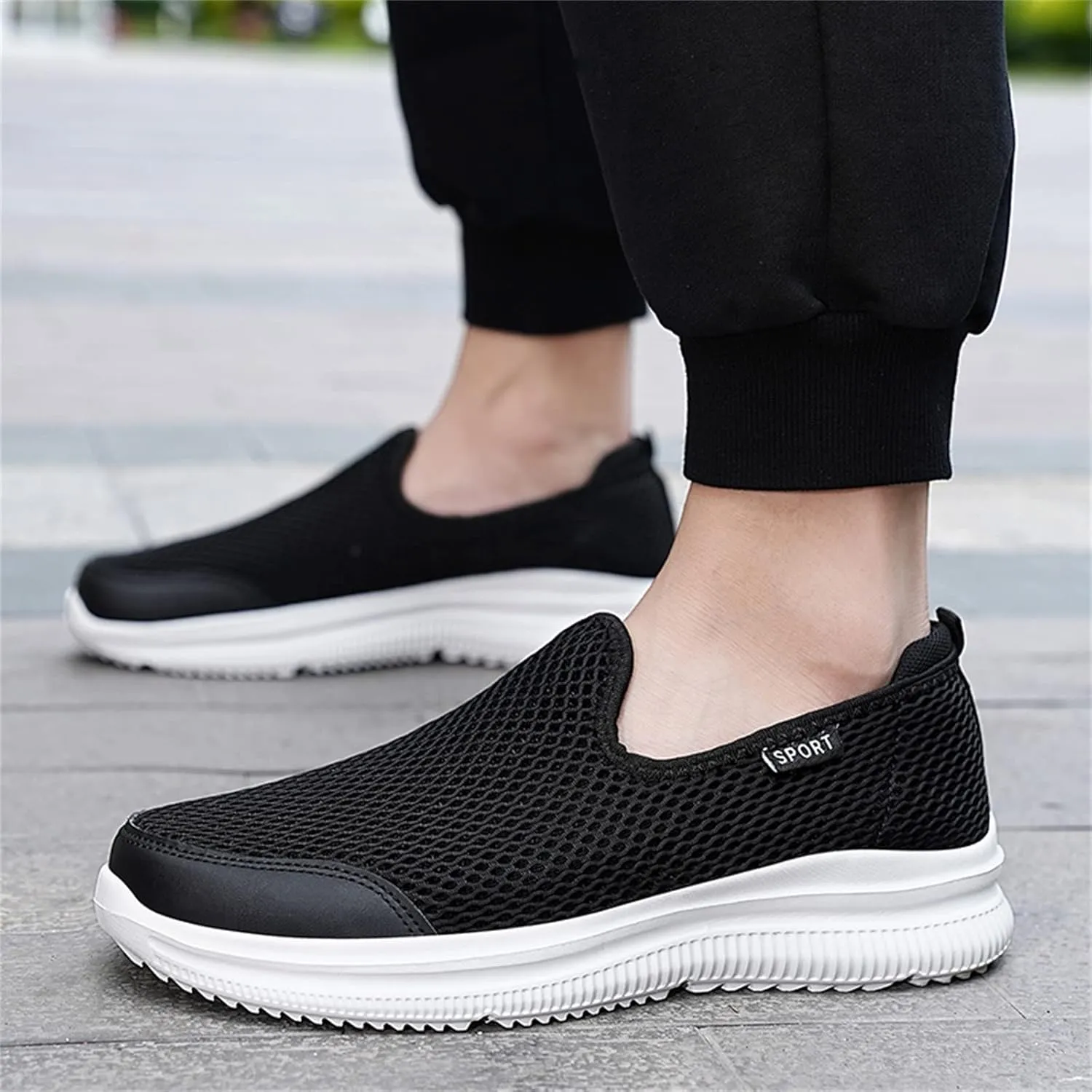 Mens Running Shoes Slip-on Walking Tennis Sneakers Lightweight Breathable Casual Soft Sole Mesh Workout Sports Shoes