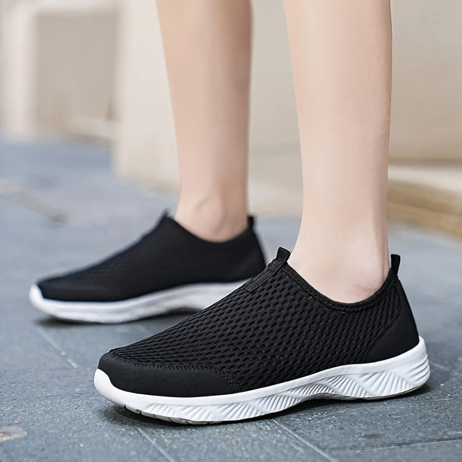 Men's Stylish Lightweight Sneakers Comfortable Lightweight Casual Walking Shoe Convenient Elderly Slip on Shoes