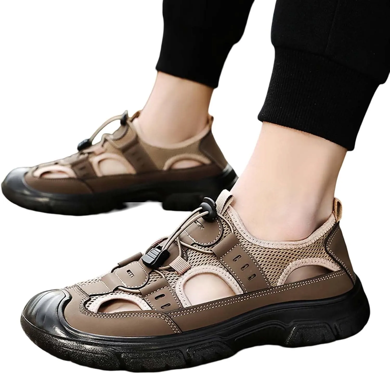 Men's Summer Closed Toe Sandals Breathable Outdoor Walking Shoes for Beach Travel Casual Comfort Lightweight Slip