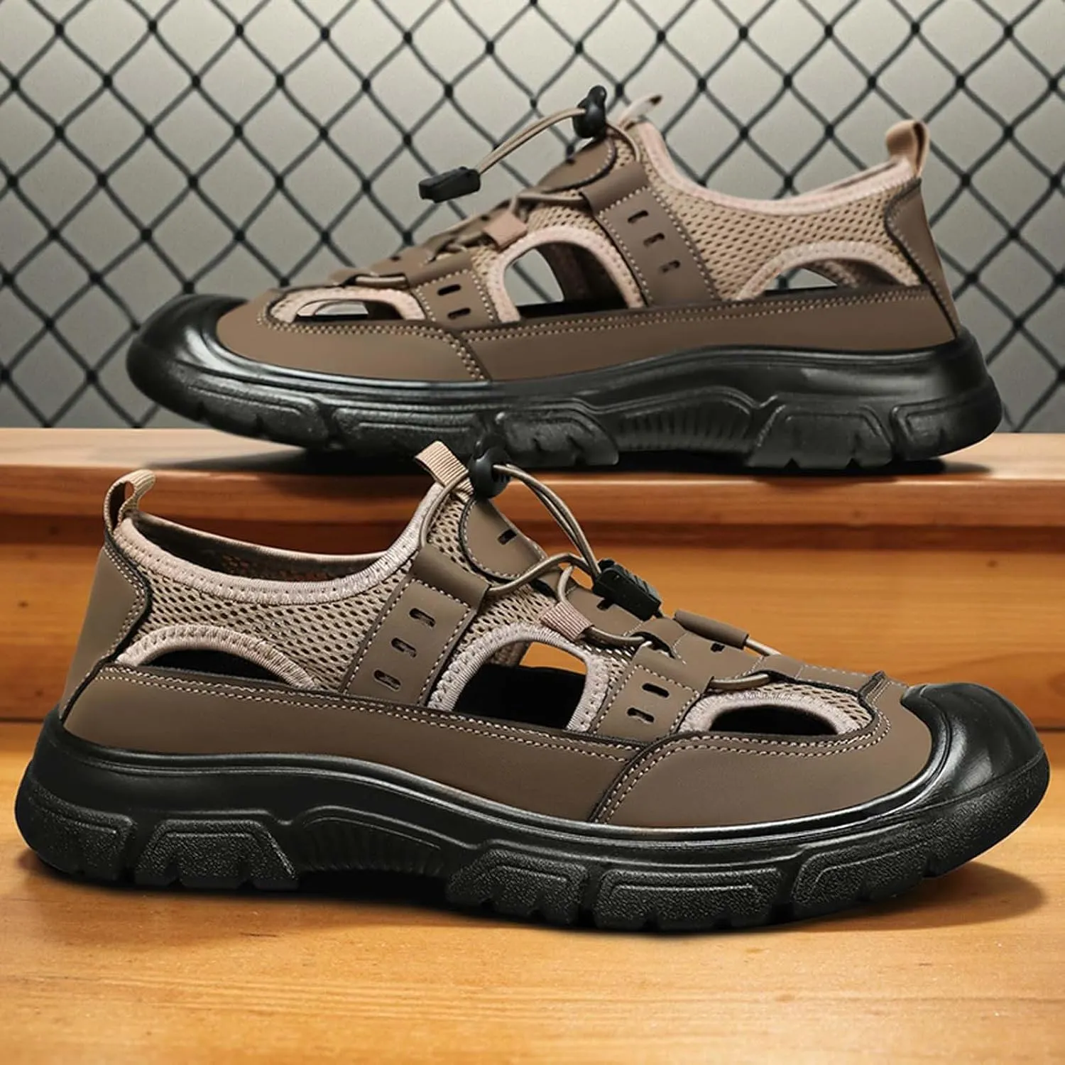 Men's Summer Closed Toe Sandals Breathable Outdoor Walking Shoes for Beach Travel Casual Comfort Lightweight Slip