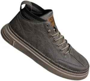 Men's Trendy Skate Shoes - Versatile, Mid-Top Design with Durable Faux Leather & Non-Slip Sole for Outdoor Wear
