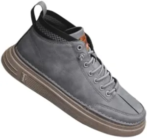 Men's Trendy Skate Shoes - Versatile, Mid-Top Design with Durable Faux Leather & Non-Slip Sole for Outdoor Wear