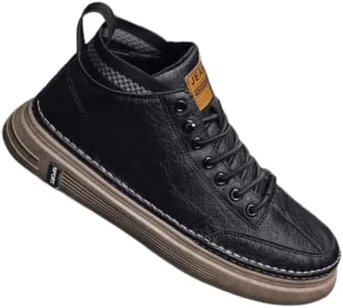 Men's Trendy Skate Shoes - Versatile, Mid-Top Design with Durable Faux Leather & Non-Slip Sole for Outdoor Wear