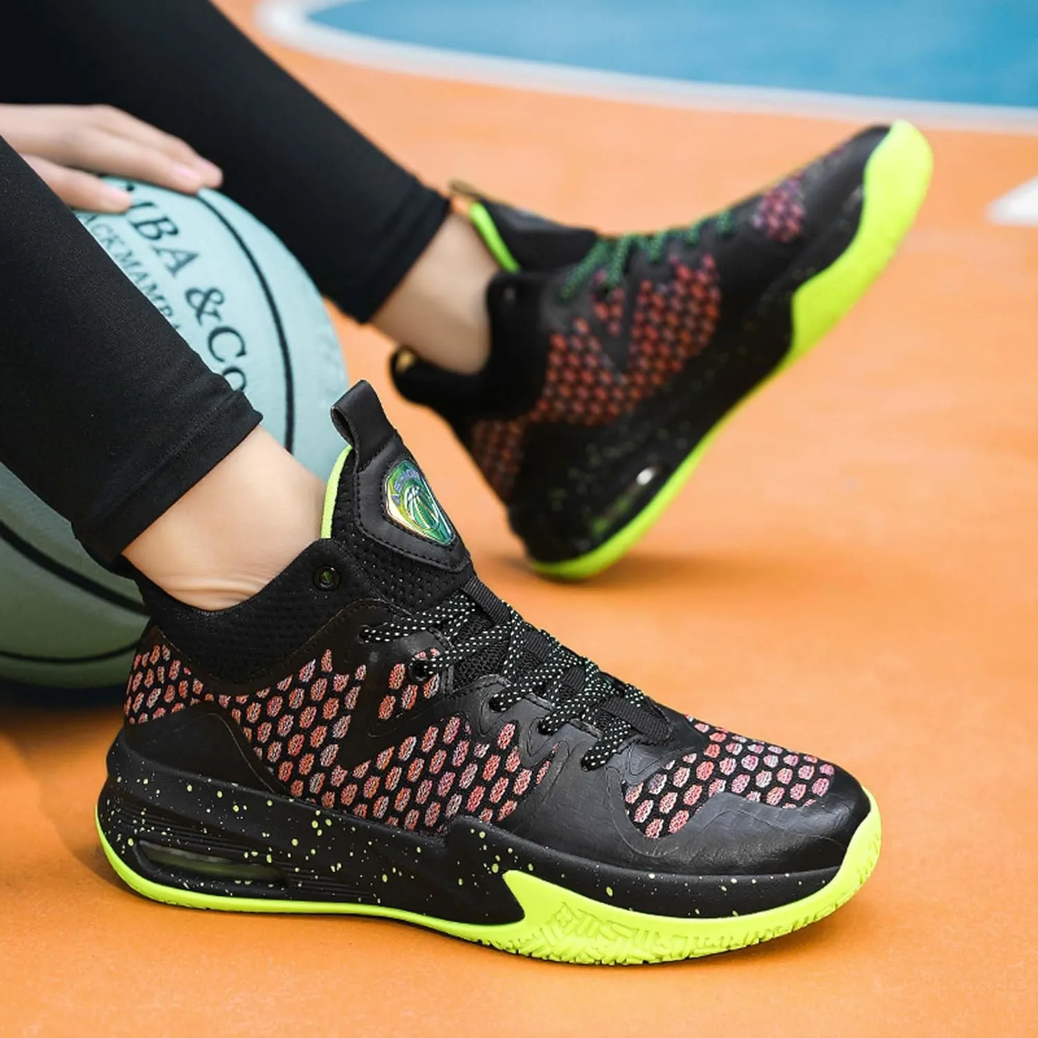 Mens White Lace Up Basketball Shoes Rubber Soles High Elasticity Running Shoes Comfortable and Breathable Badminton Sports Shoes Anti Slip and Wear Resistant Outdoor Hiking Shoes Fitness Shoes