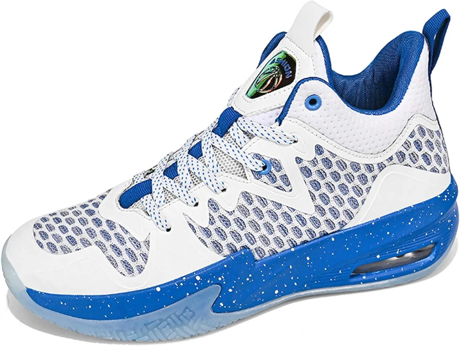 Mens White Lace Up Basketball Shoes Rubber Soles High Elasticity Running Shoes Comfortable and Breathable Badminton Sports Shoes Anti Slip and Wear Resistant Outdoor Hiking Shoes Fitness Shoes