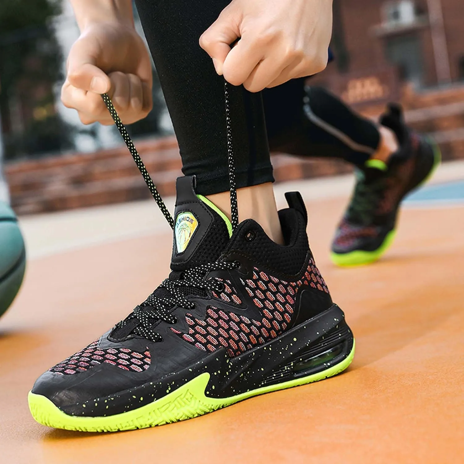 Mens White Lace Up Basketball Shoes Rubber Soles High Elasticity Running Shoes Comfortable and Breathable Badminton Sports Shoes Anti Slip and Wear Resistant Outdoor Hiking Shoes Fitness Shoes