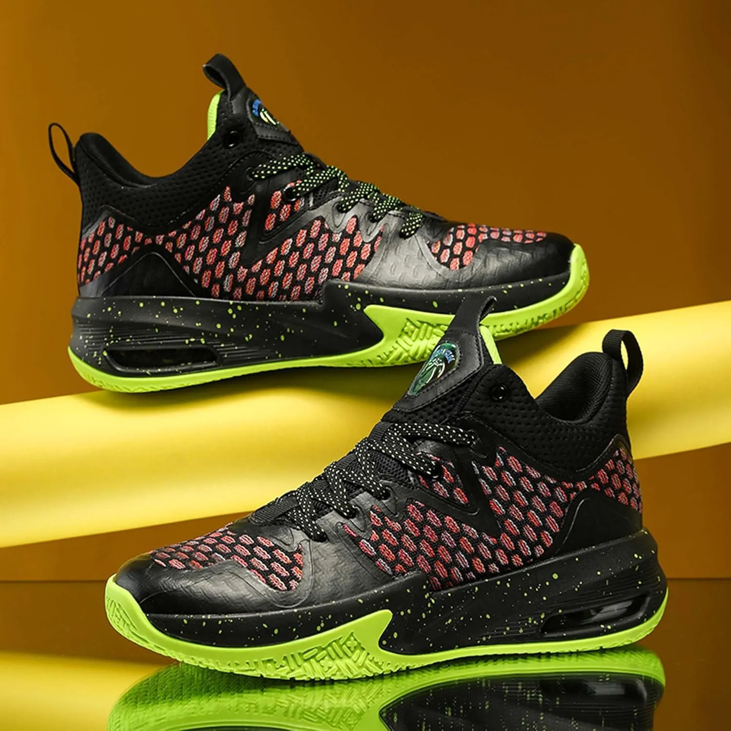 Mens White Lace Up Basketball Shoes Rubber Soles High Elasticity Running Shoes Comfortable and Breathable Badminton Sports Shoes Anti Slip and Wear Resistant Outdoor Hiking Shoes Fitness Shoes