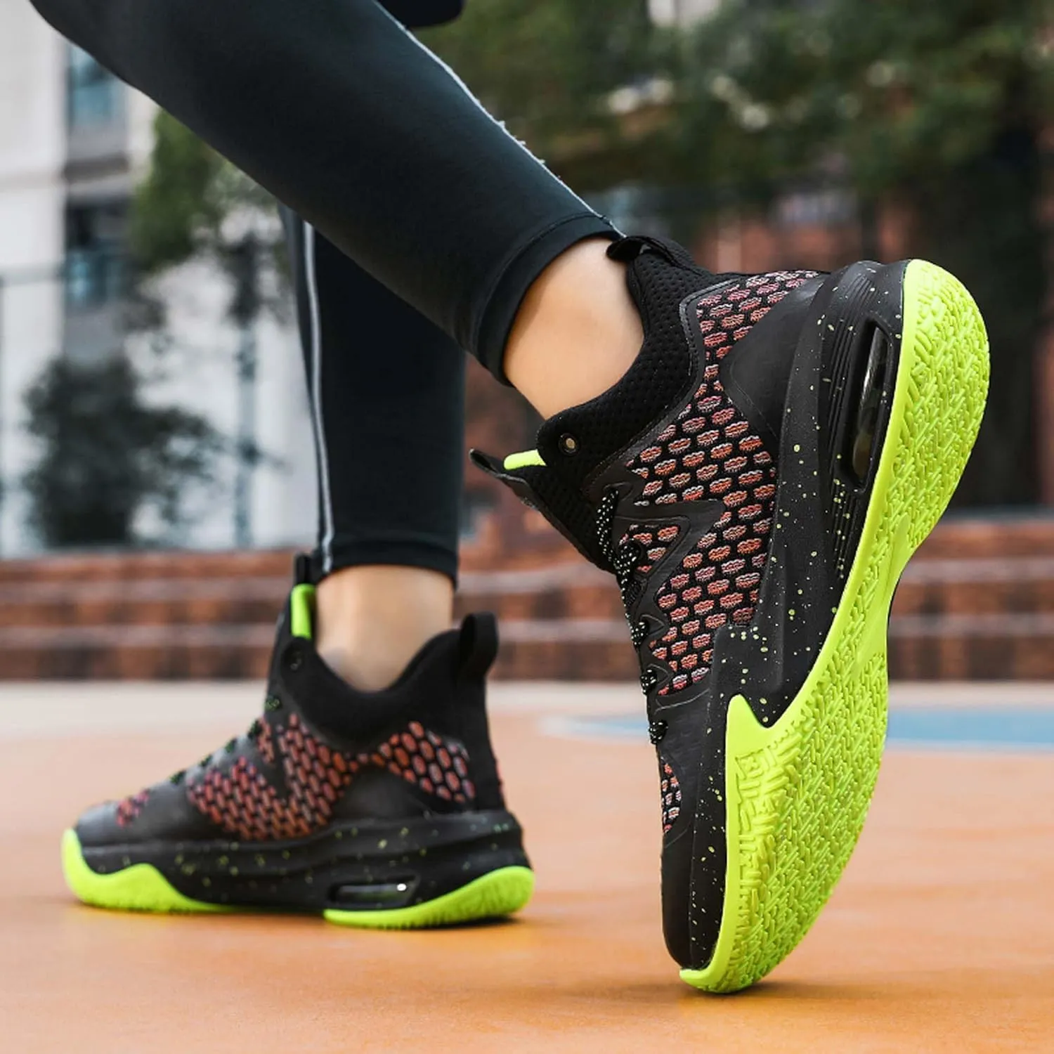 Mens White Lace Up Basketball Shoes Rubber Soles High Elasticity Running Shoes Comfortable and Breathable Badminton Sports Shoes Anti Slip and Wear Resistant Outdoor Hiking Shoes Fitness Shoes