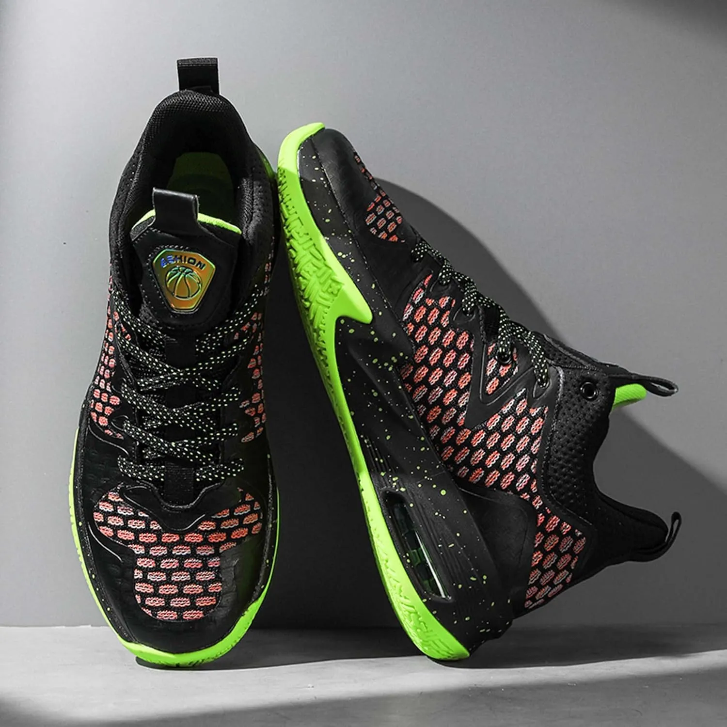 Mens White Lace Up Basketball Shoes Rubber Soles High Elasticity Running Shoes Comfortable and Breathable Badminton Sports Shoes Anti Slip and Wear Resistant Outdoor Hiking Shoes Fitness Shoes