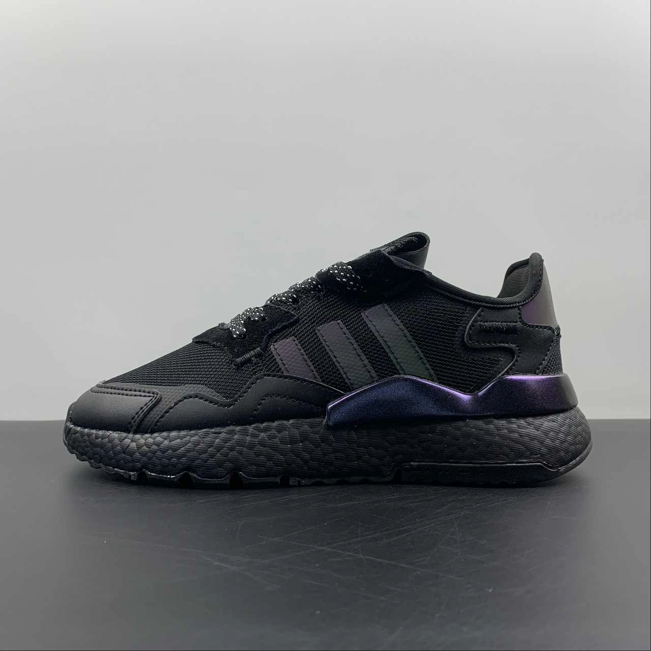 Adidas Nite Jogger Black Purple FW6697 Comfortable Design Interval running