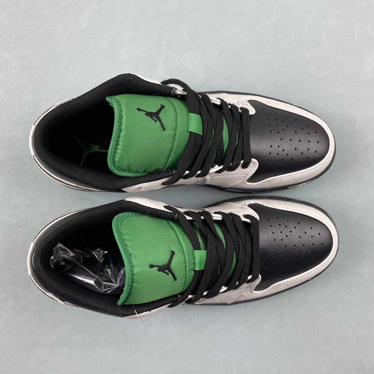High Density Structured Fit Air Jordan 1 Low Black Black Lucky Green White 553558-065