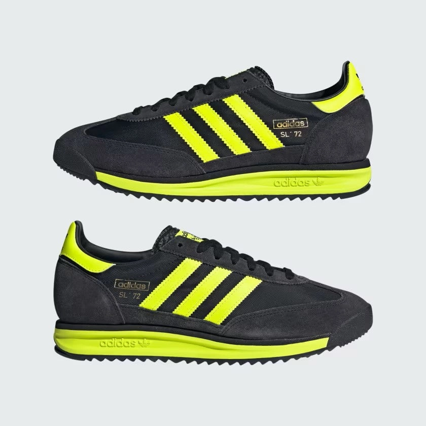 leather - finish - design shoes walkers Adidas SL 72 RS Core Black Solar Yellow Gold Metallic IG4647