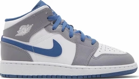 Nike Jordan 1 Mid Cement True Blue GS Work Style