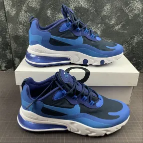 Air Max 270 React Blue Void Photo Blue AQ4971-400 running in a ferry terminal area shoes