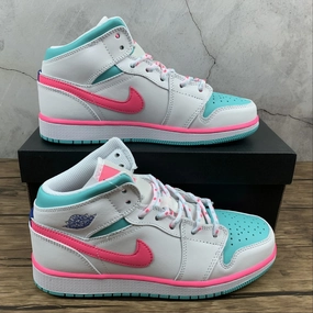 Air Jordan 1 Mid SE (GS) Pink Aurora Green 555112-102 Elevated traction Durable Synthetic