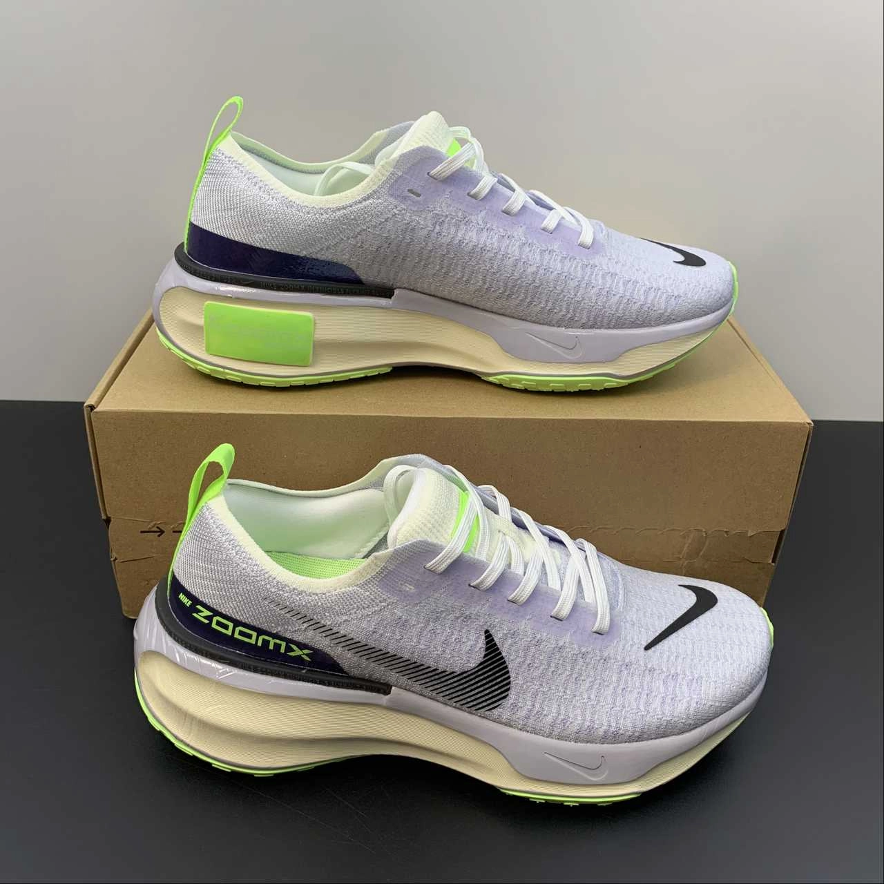 ZoomX Invincible Run FK 3 Blue Tint Green Strike Purple Agate DR2660-100 Recovery Session Lean Build