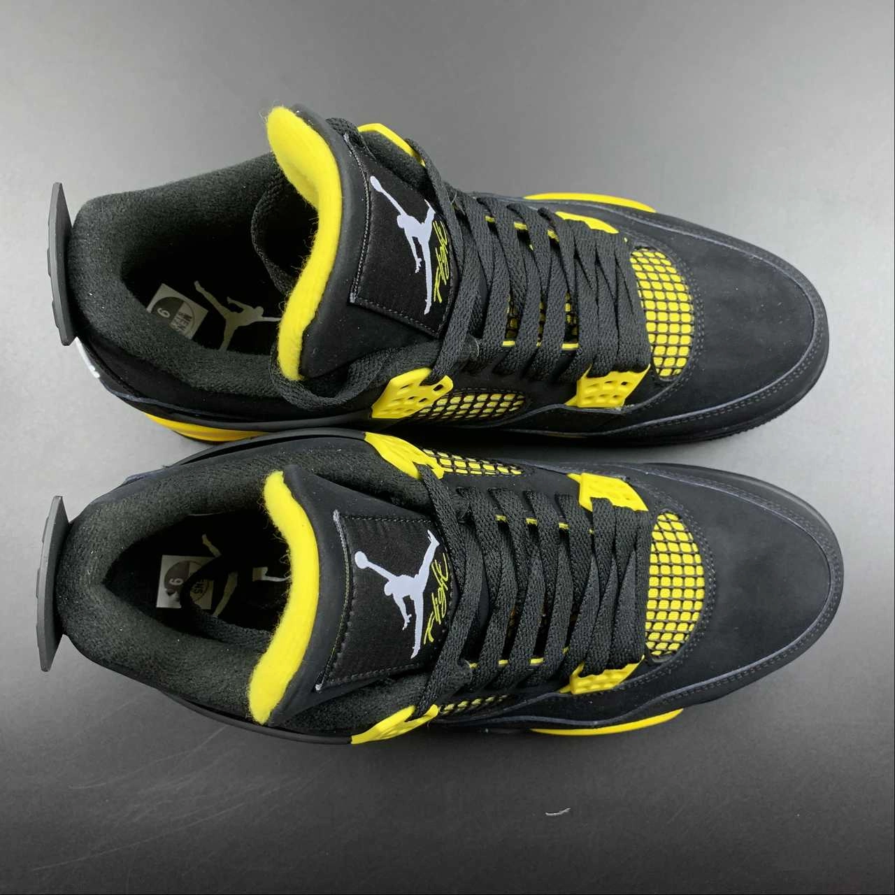 Air Jordan 4 Retro Thunder Black White Tour Yellow DH6927-017 Comfortable Sole