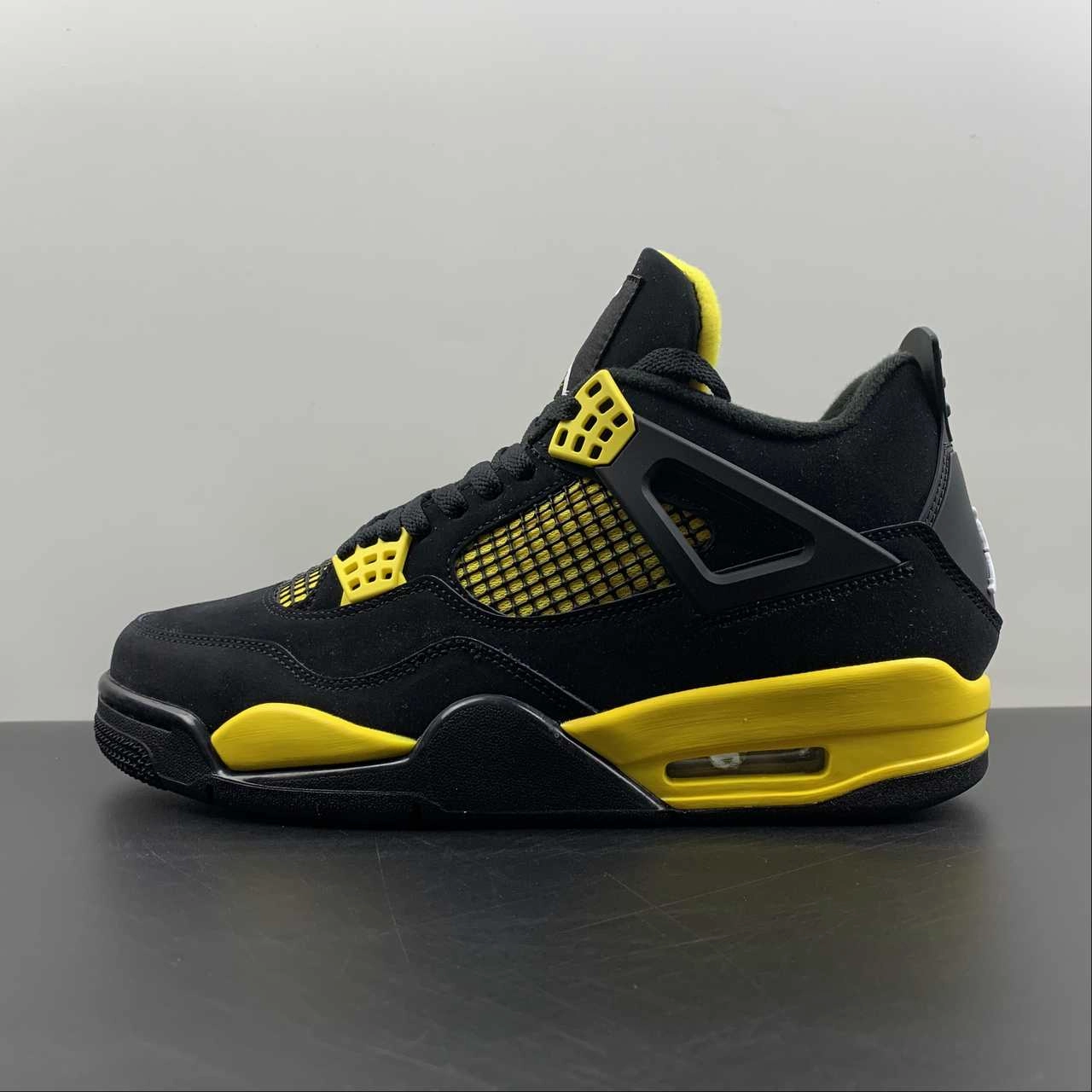 Air Jordan 4 Retro Thunder Black White Tour Yellow DH6927-017 Comfort Lifestyle