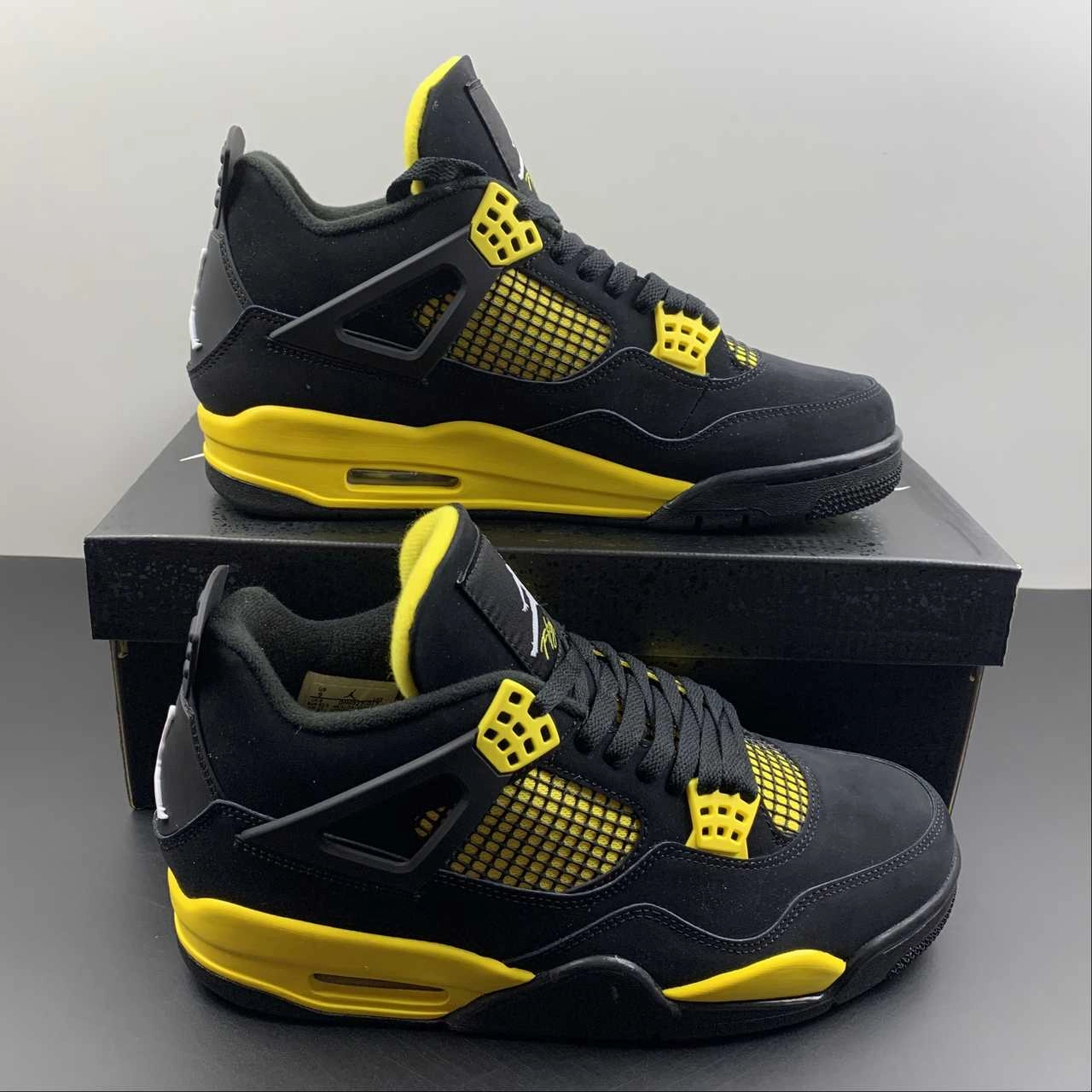 Air Jordan 4 Retro Thunder Black White Tour Yellow DH6927-017 Shock Absorber
