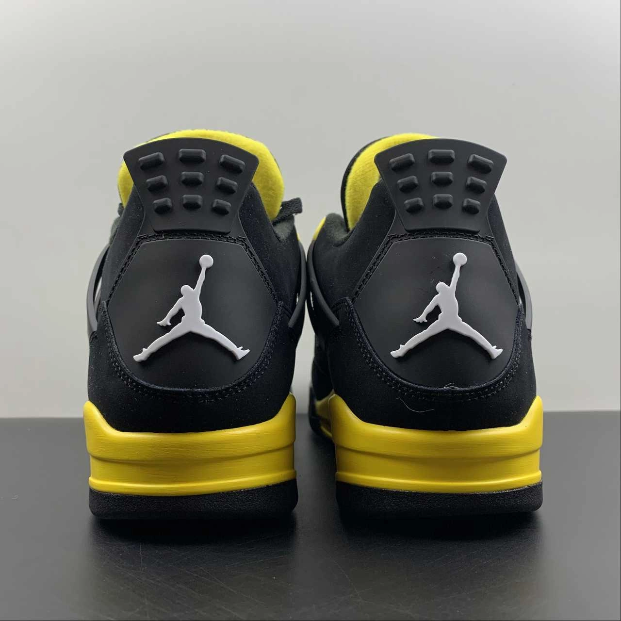 Air Jordan 4 Retro Thunder Black White Tour Yellow DH6927-017 Ultra-soft breathability Speed Ready