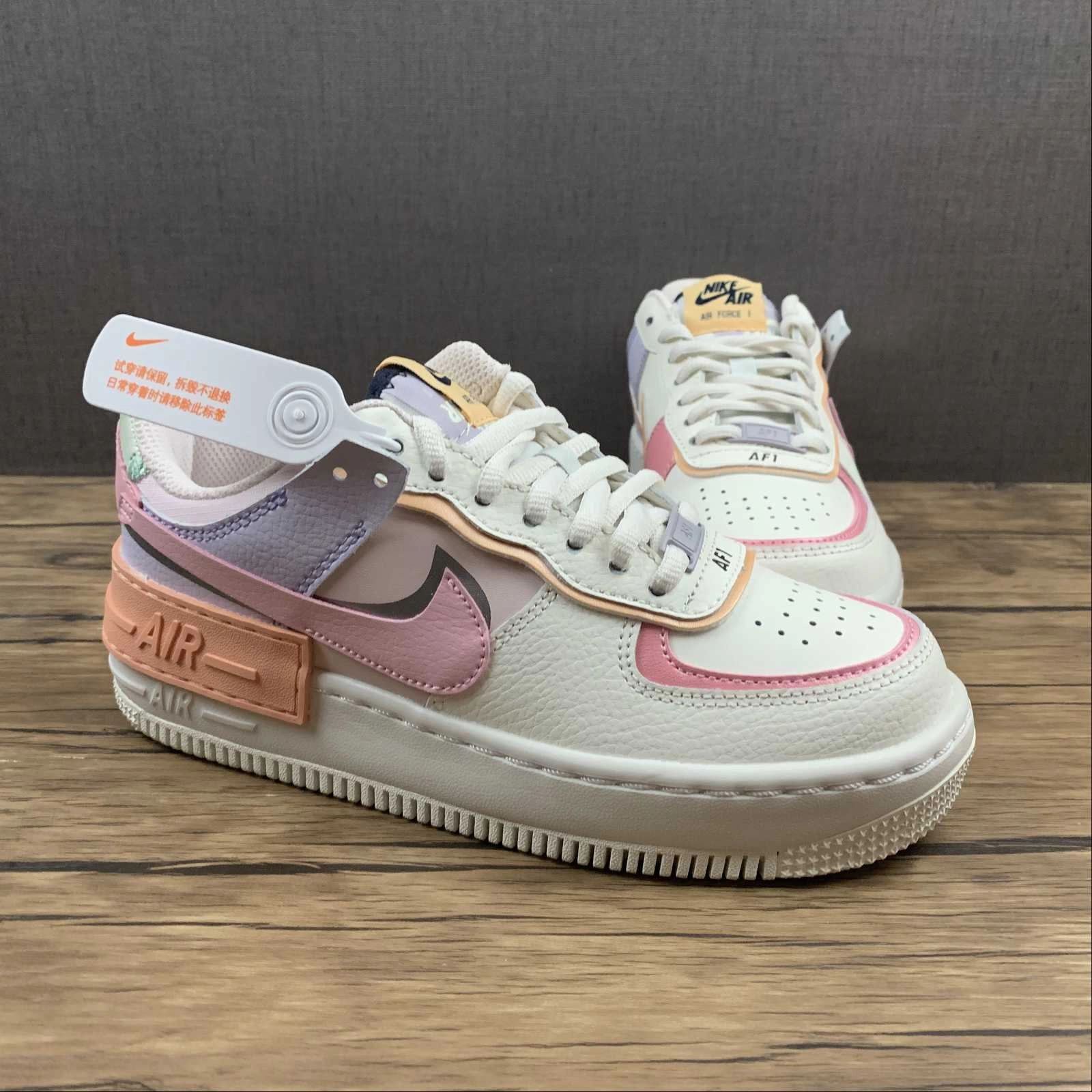 Decorative stitching Air Force 1 Shadow Sail Orange Chalk Dark Obsidian Pink Glaze CI0919-111