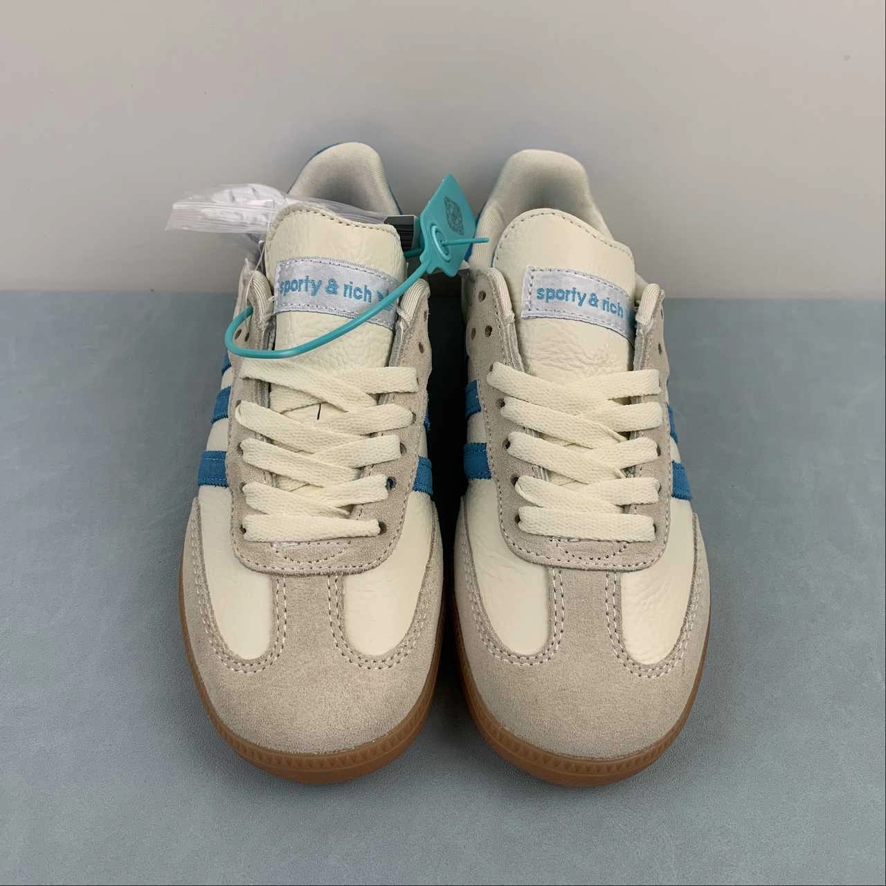 Slip Control Adidas SAMBA OG Sporty and Rich Cream White Blue Rush Gum IE7096