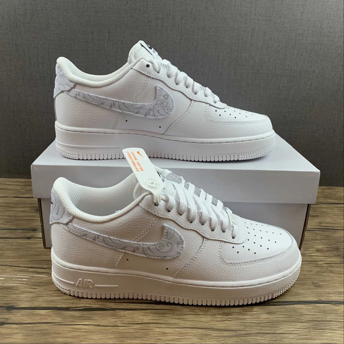 Air Force 1 Low White Paisley Grey Fog DJ9942-100 Modern Casual