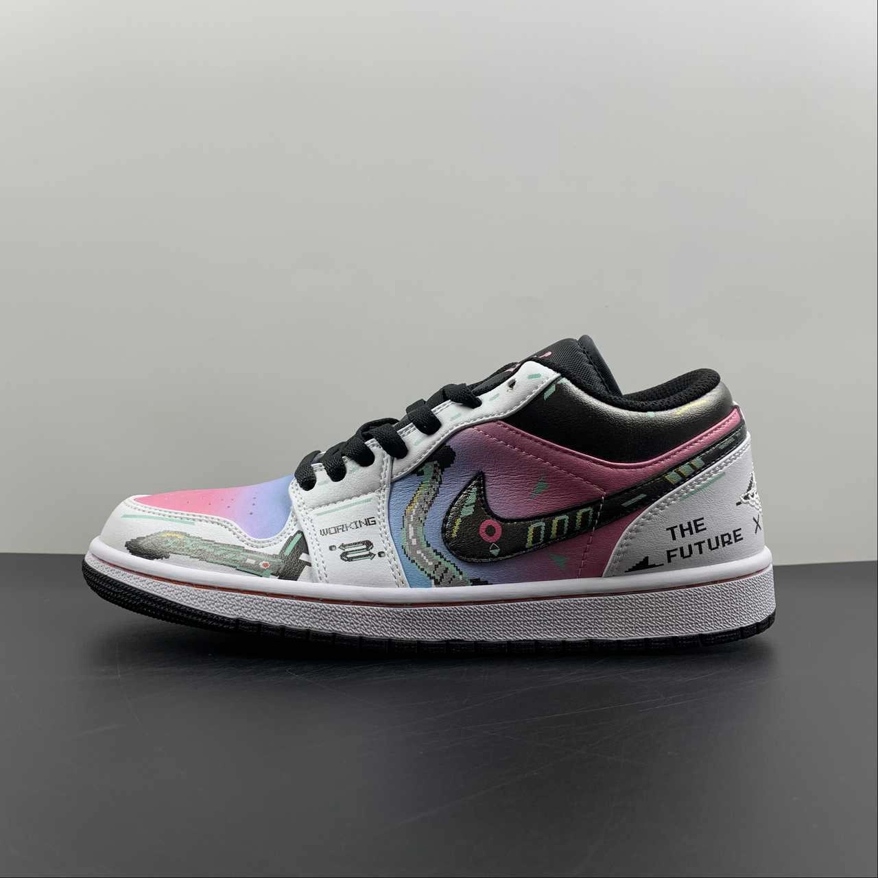 Airflow Optimized Vamp Ultra Low Profile Air Jordan 1 Low ??The Future?? Pink Blue 553558-062