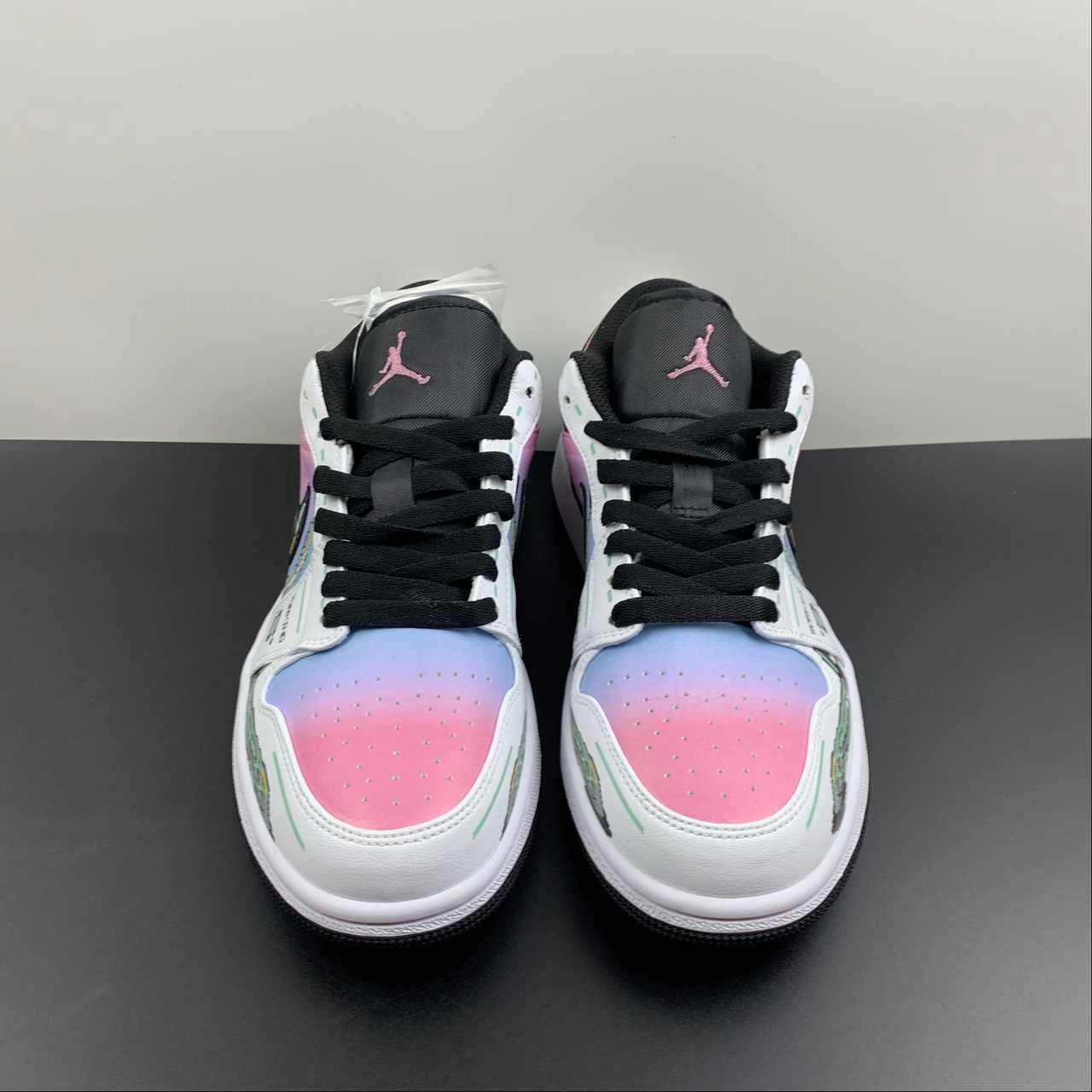 Air Jordan 1 Low ??The Future?? Pink Blue 553558-062 Textured Upper Carbon Fiber Inlay