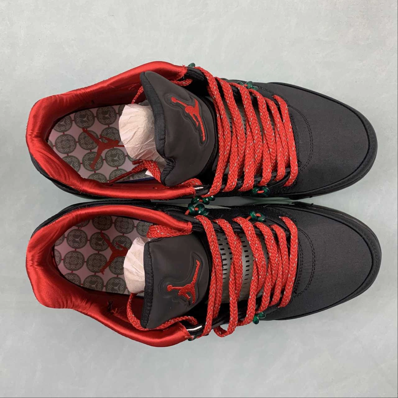 Air Jordan 5 Retro Low Classic Jade Fire Red Metallic Silver Black x Clot DM4640-036 Tear Resistant Eyelets