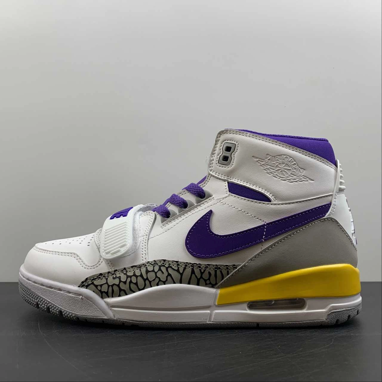 Air Jordan Legacy 312 High White Purple Yellow AV3922-157 Ankle Lock Structure Adaptive Ankle Support