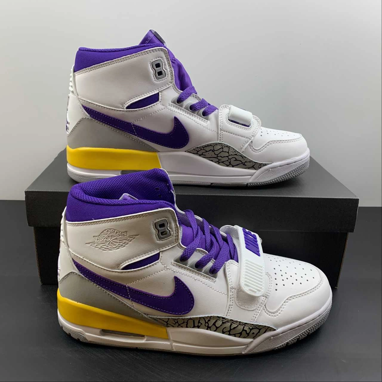 Stretchable Fabric Snug fit Air Jordan Legacy 312 High White Purple Yellow AV3922-157